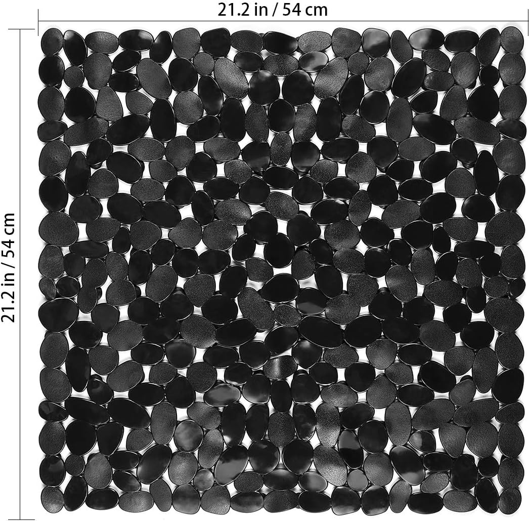 Bath Non-Slip Mat Square Cobblestone Bath Shower Safety Mats PVC Antiskid Mat (Black): Arts, Crafts & Sewing