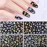 Christmas Nail Stickers, TONVER 4 Sheet Xmas Star Sticker Heat Transfer Snowflake Nail Art Stickers Decals Set Gifts for Women Girls