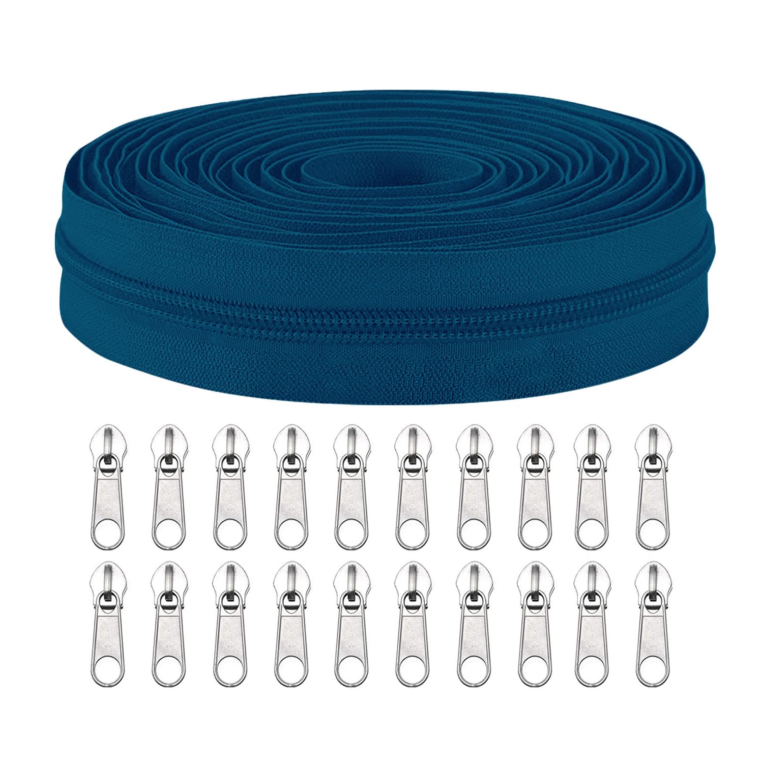 Sawoake #5 Nylon Coil Zippers by The Yard Bulk 10 Yards with 20pcs Zipper Sliders for DIY Sewing Tailor Craft Bag Garment Home Textile…(Deepblue)