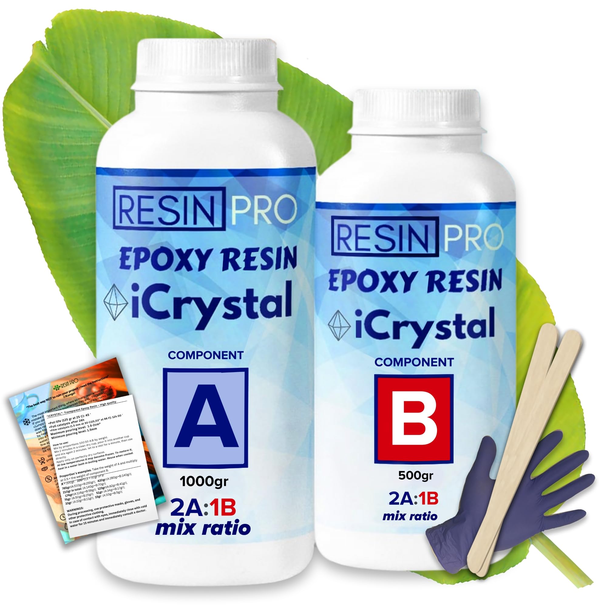 Resin Pro Crystal Clear Epoxy Resin - 1.5kg | Fast Drying, Non-Toxic Clear Epoxy Resin & Hardener for Wood, Fabric, Glass & Paper | DIY Art, Mould Casting, Jewellery Making, Coasters & Surface Coating