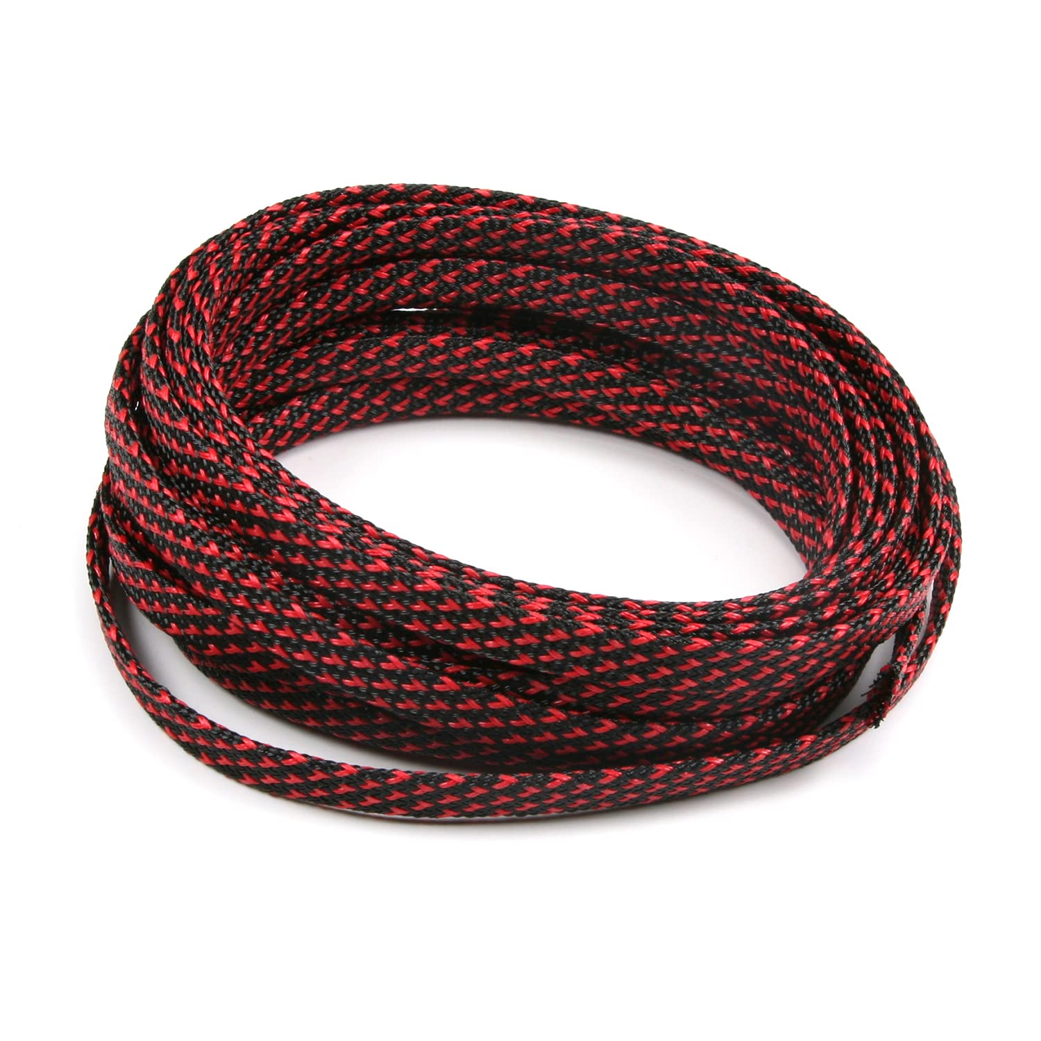 Othmro 1Pc Cable Management Sleeve, Braided Cable Tidy Black and Red, 5m Cable Organizers Cable Protector Wire Tidy for TV/PC USB Cable, 8mm Width — image 1