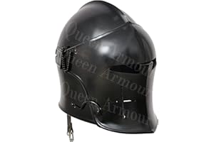 Queen Armour Medieval Barbuta Helmet Knight Templar Crusader Armour Helmet Roman Spartan Black
