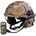 TUMHUTS Tactical Helmet with Headset,Adjustable Helmet with Helmet Cover and Fcae Mask for Cosplay Military Tactical Airsoft Gear
