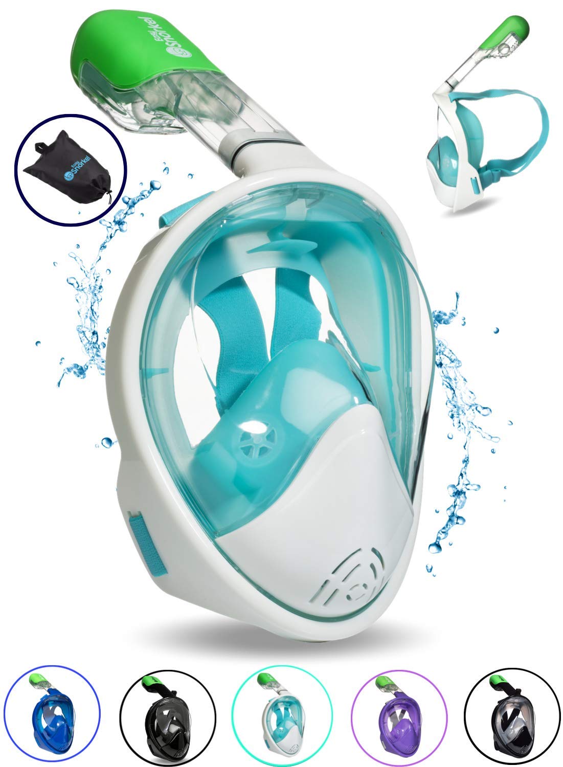 PRODIGY Full Face Snorkel Mask Adult Kids – 180° Panoramic Snorkeling Masks Gear for Adults and Youth - Easy Breathing SWIMTECH Dry Top Set, Anti-Leak&Anti-Fog