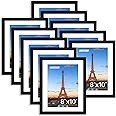 FIXSMITH 8x10 Picture Frame Set of 10, Photo Frame Bulk with HD Plexiglass, Display Pictures 5x7 with Mat or 8x10 Without Mat Multi Picture Frames Collage for Tabletop or Wall Display, Black