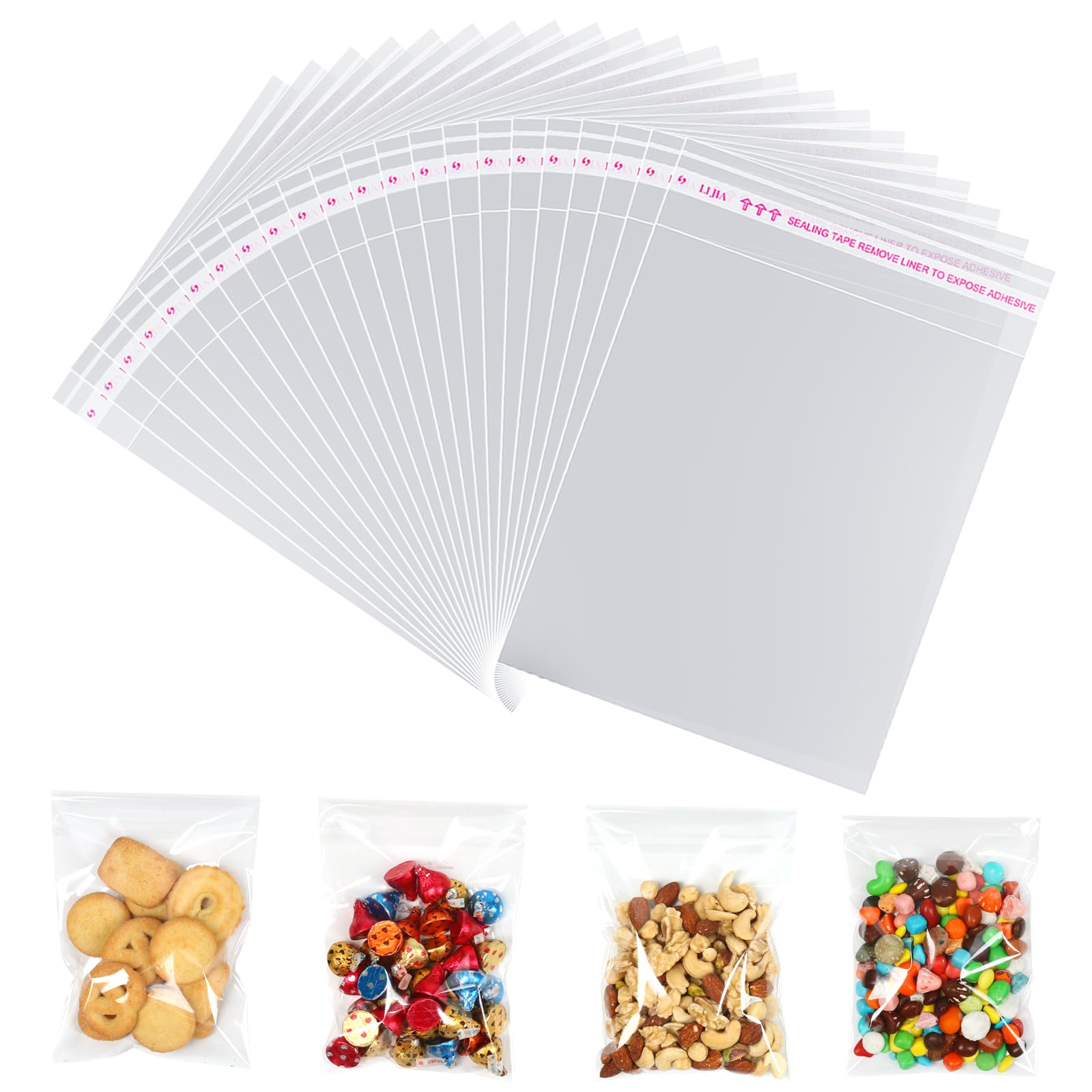 Cellophane Bags, 300pcs 5X7 Inches Self Seal Clear Sweet Bags Small Cookie Bag for Wrapping Cookies, Sweets, Chocolates, Gifts, Jewellery Party Favors