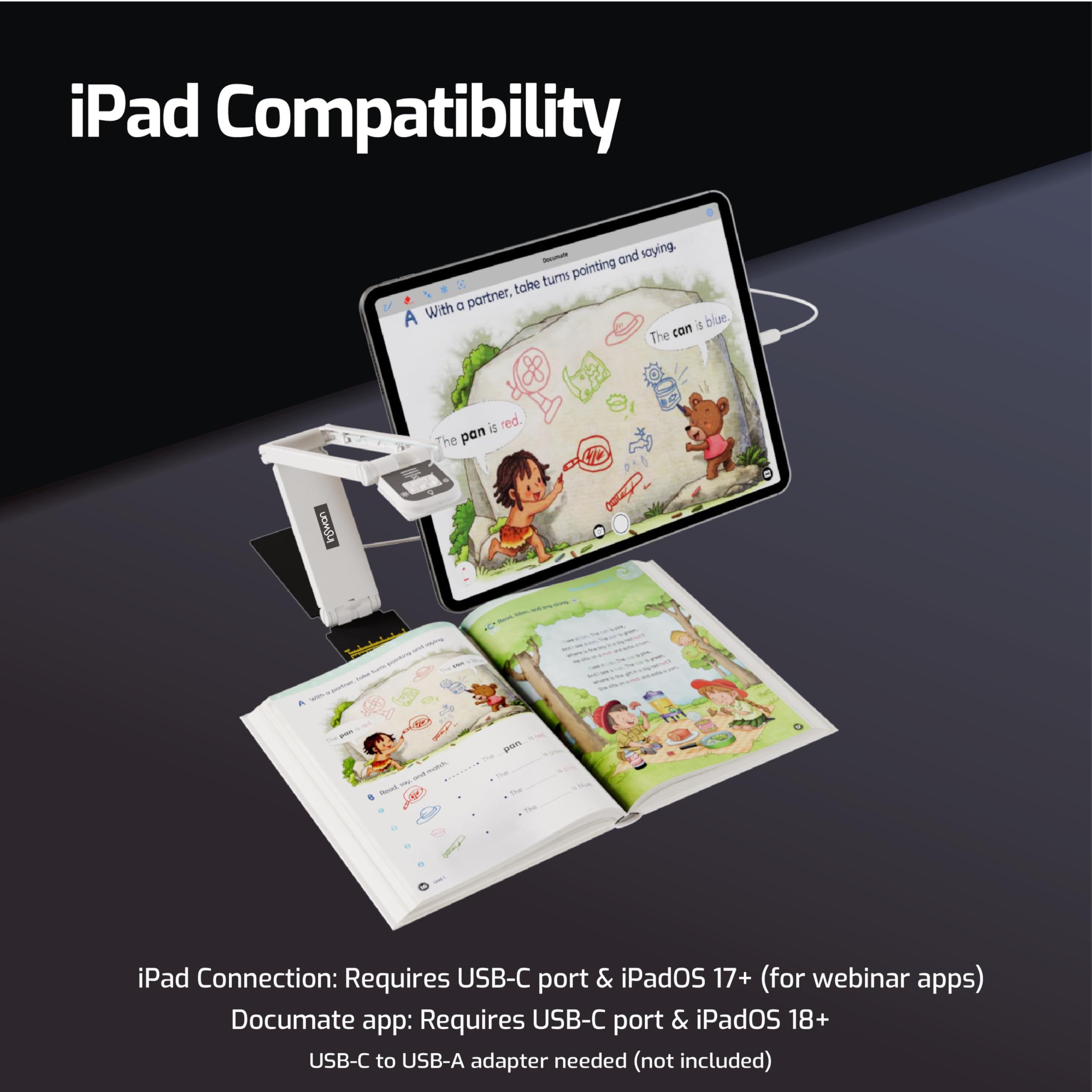 INSWAN INS-Flip 4 4K USB Portable Document Camera/Webcam/Visualiser—13MP Ultra HD, Foldable Design, Auto Focus, Mic, LED, Compatible with Mac OS, Windows, iPad, Chromebook for Distance Learning