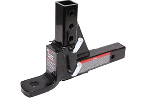 PEAKTOW Adjustable 8-Position Trailer Ball Mount Fits 2” Receiver, 9-1/2” Drop and 10” Rise, 5000lbs. GTW Capacity PTT0061