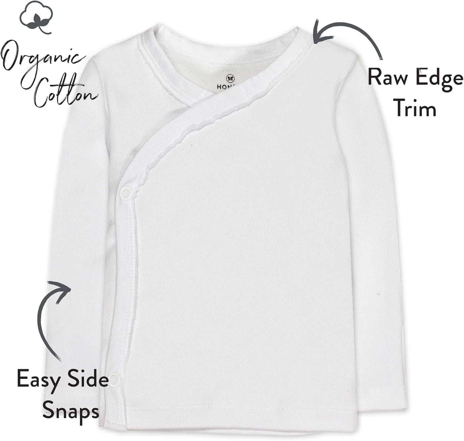 HonestBaby Baby 3-Pack Organic Cotton Long Sleeve Side-Snap Kimono Tops: Clothing