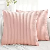 Simmore Decorative Spring Valentine’s Day Throw Pillow Covers 18x18 Set of 2, Soft Plush Flannel Double-Sided Fluffy Couch Pillow Covers for Sofa Living Room, Pink
