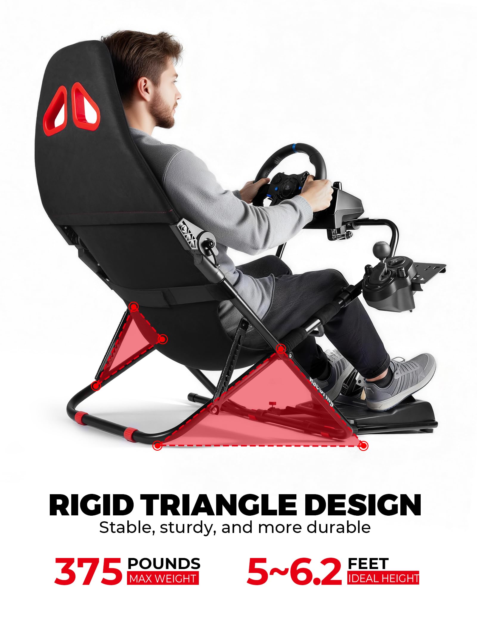 RACGTING Racing Simulator Cockpit para G920 G29 G923, Simulador de carreras plegable para Thrustmaster T248X T248 T300 T150 458 TX Xbox PS5 PS4 PC (Negro)