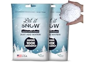 Let It Snow Instant Fake Snow Powder – Made in The USA, Perfect for Kids, Holiday Decorations, Sensory Play, and Slime – 2 Pa