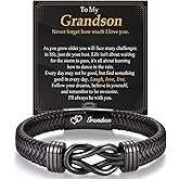 OAVOOK Teen Boy Gifts Infinity Leather Bracelets for Boys Braided Cuff Jewelry for Birthday, Christmas, Graduation