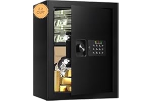 Tenamic Deluxe Safe Box Electronic Digital Lock Box, Keypad Small Security Box Cabinet Safes, Steel Alloy Office Hotel Home Mini Safe with 2 Passwords, 2.2 Cuft Black