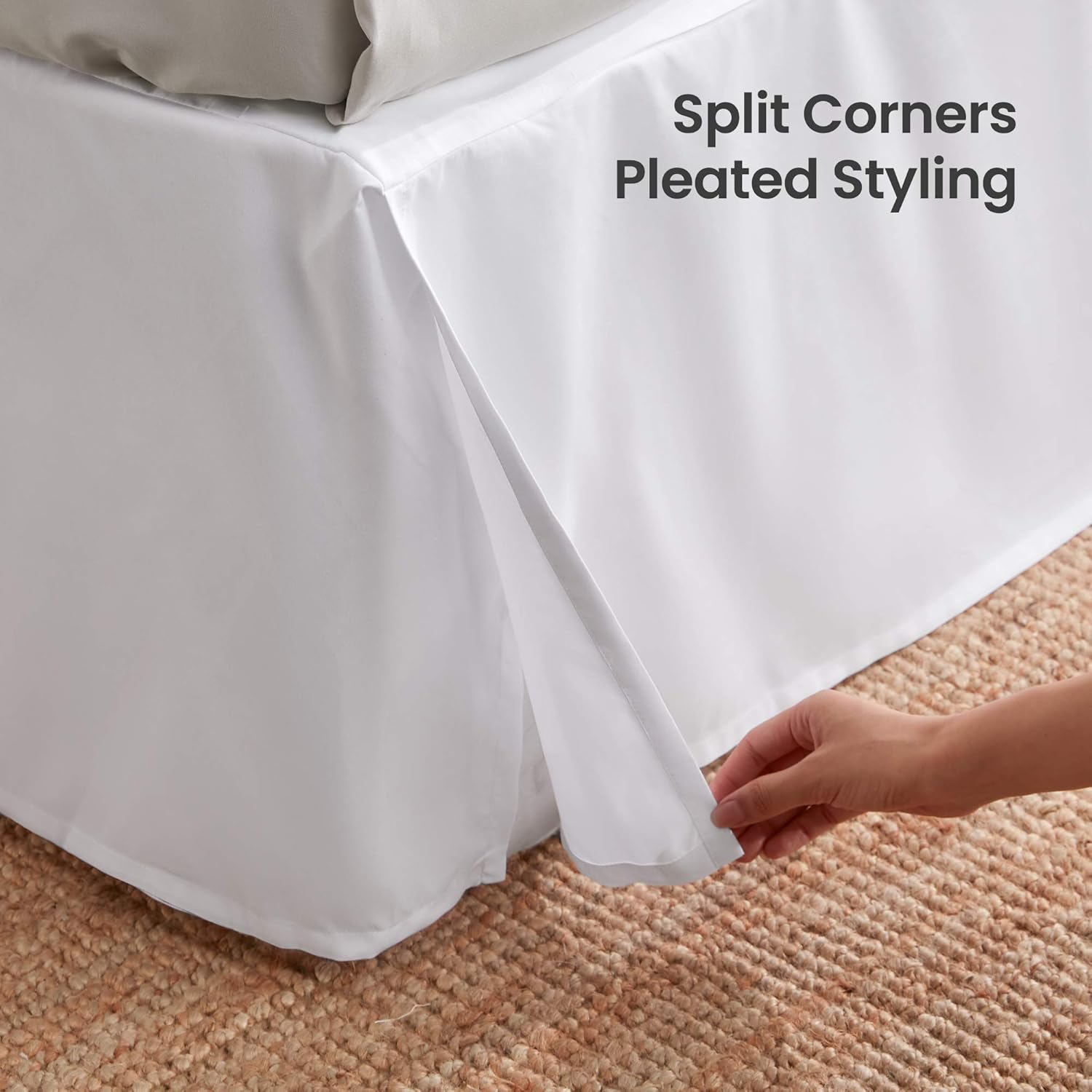 SLEEP ZONE Bed Skirt Anti-Static Premium 120gsm Thick Double Brushed Microfiber Hotel Quality Pleated Dust Ruffle Wrap Around 15 inch Talored Drop Shrink and Fade Resistant (Queen, White): Kitchen & Dining
