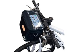 MeiMeSu Bike Handlebar Bag Bike Basket Front Bag Waterproof with Touch Screen Phone Holder, Bike Bicycle Basket Insulated Cooler Lunch Bag