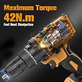 JYGMPRO Cordless Drill Driver 21V Hammer Drill 2 Batteries 30pcs Bits view 5