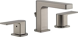 Peerless Xander Widespread Bathroom Faucet Brushed Nickel, Bathroom Faucet 3 Hole, Bathroom Sink Faucet, Drain Assembly, Brushed Nickel P3519LF-BN