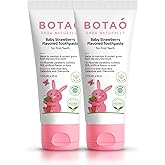 BOTAO Fluoride Free Baby Toothpaste | Natural Toddler Toothpaste | Strawberry Flavored - Training Toothpaste for Toddlers | E