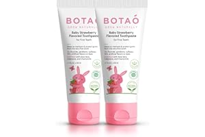 BOTAO Fluoride Free Baby Toothpaste | Natural Toddler Toothpaste | Strawberry Flavored - Training Toothpaste for Toddlers | EWG Verified, Vegan, SLS Free, Safe to Swallow, Aloe Vera (2Pack)