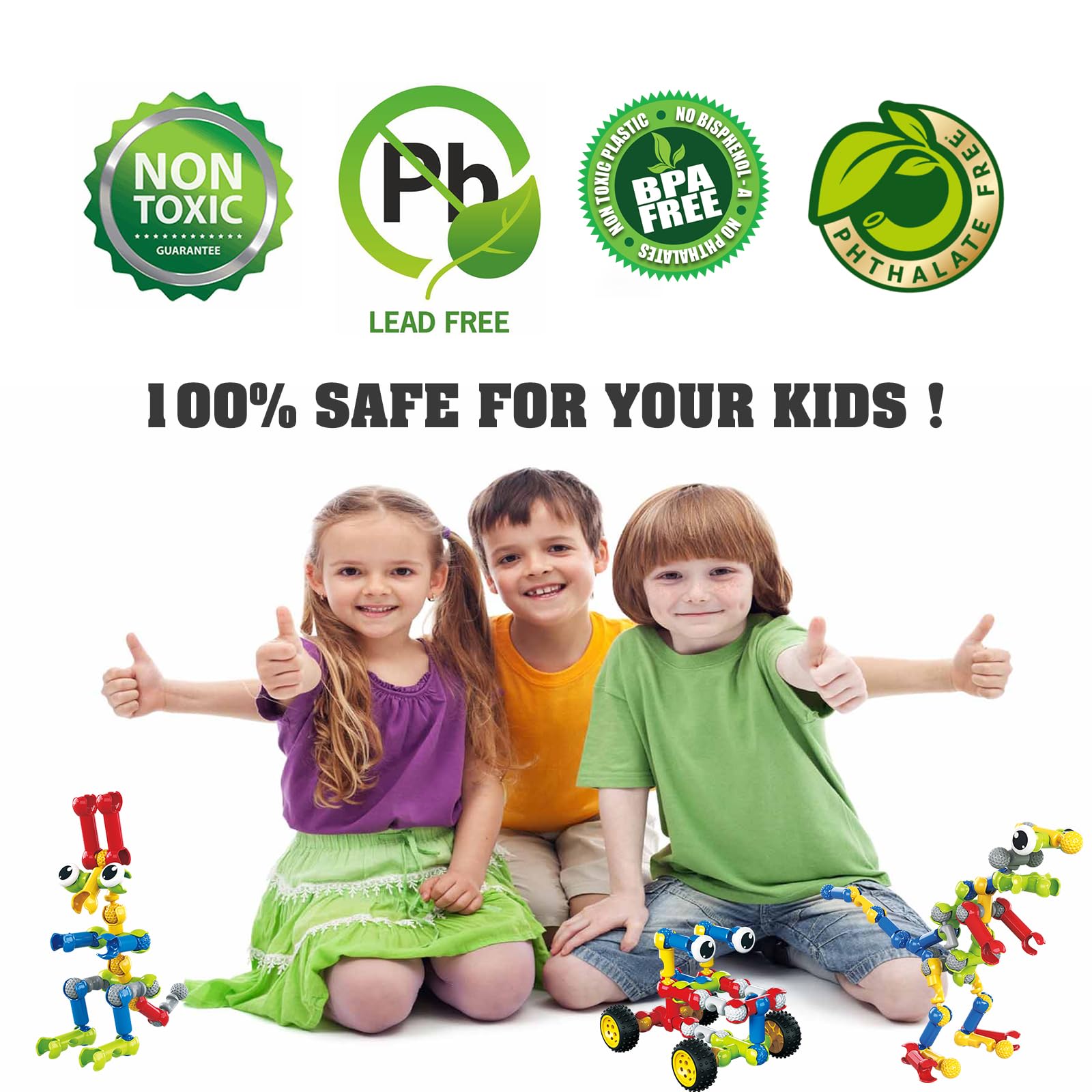 Building Toys,109 Piece STEM Toys for Kids Ages 3 4 5 6 7 8 9 10 11 12 Years Old Boys and Girls Christmas Birthday Gifts Children Building Blocks Creative and Educational Kids Toys Projects