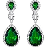 EVER FAITH Cubic Zirconia Wedding Earrings for Women Brides, Austrian Crystal Birthstone 8-Shape Infinity Bridal Dangle Earring