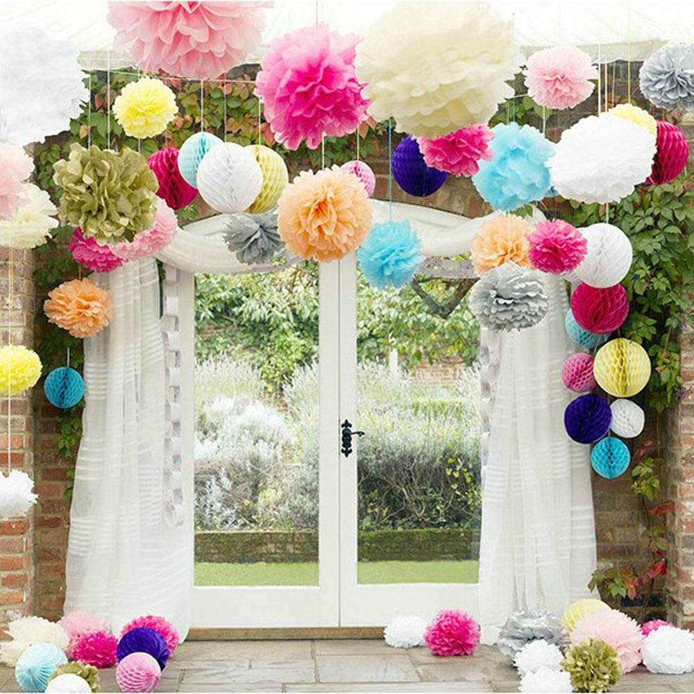 Party Hut 2pcs Artificial Flowers Tissue Paper Pom Poms Paper Flowers Ball Pompom Wedding Birthday Decoration Parties Amazon In Baby