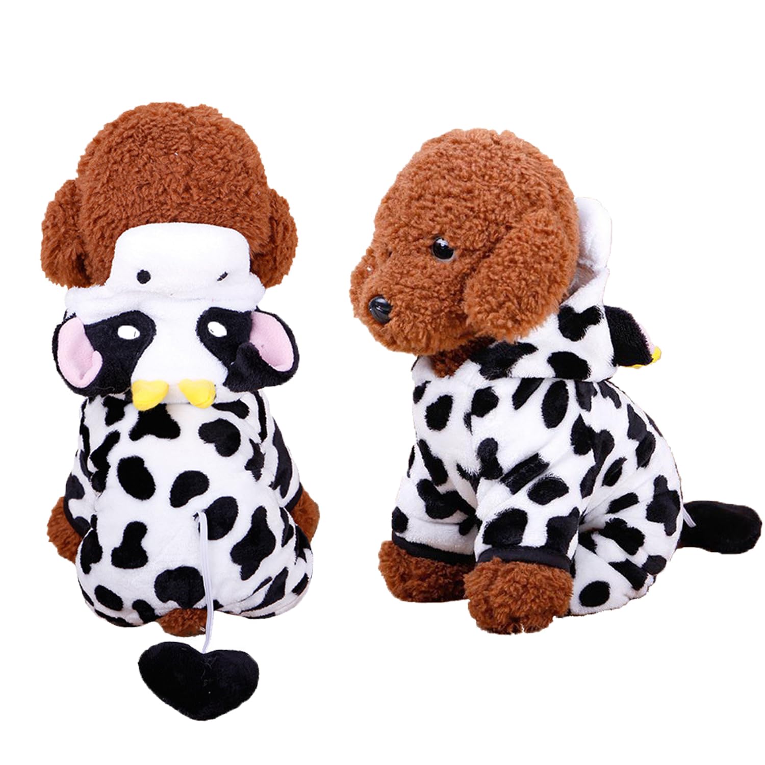 Pet Warm Hoodies Cute Cow Pattern Pullover Hoodie Winter Fleece Windproof Jumpsuit Outfit Sweatshirt Soft Small Dog Cat Puppy Jacket Coat for Teddy, Yorkshire Terrier, Chihuahua, Pomeranian
