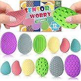 12 Pack Fidget Toys Sensory Stone for Kids Adults, Textured Soft Sensory Worry Stone Fidget Toy for Autism, ADHD Kids Travel 