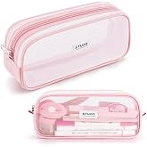 KALIDI Grid Mesh Pencil Case Pouch Large Capacity Pencil Bag with Zipper | Big Pencil Pouch Pink Simple Stationery Bag Aesthetic Pen Bag for School Teen Girl Boy Multi-Purpose Bag for Office Men Women