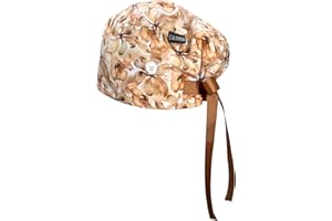 CALOMED Euro Style Scrub Cap for Women & Men with Ribbon Ties & Buttons, Head Cover for Long or Short Hair