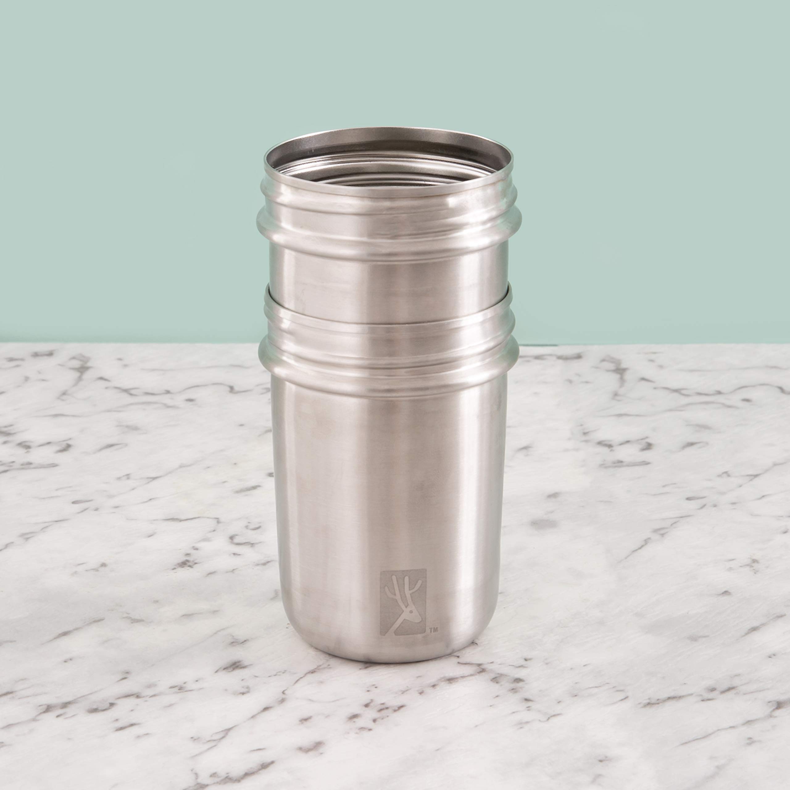 Elk and Friends 10oz Stainless Steel Kids + Toddler Drinking Cups | The Original Mason Jars with Lids + Sleeves + Straws | Smoothie Cups | Spill Resistant | Dishwasher Safe | 4 Pack