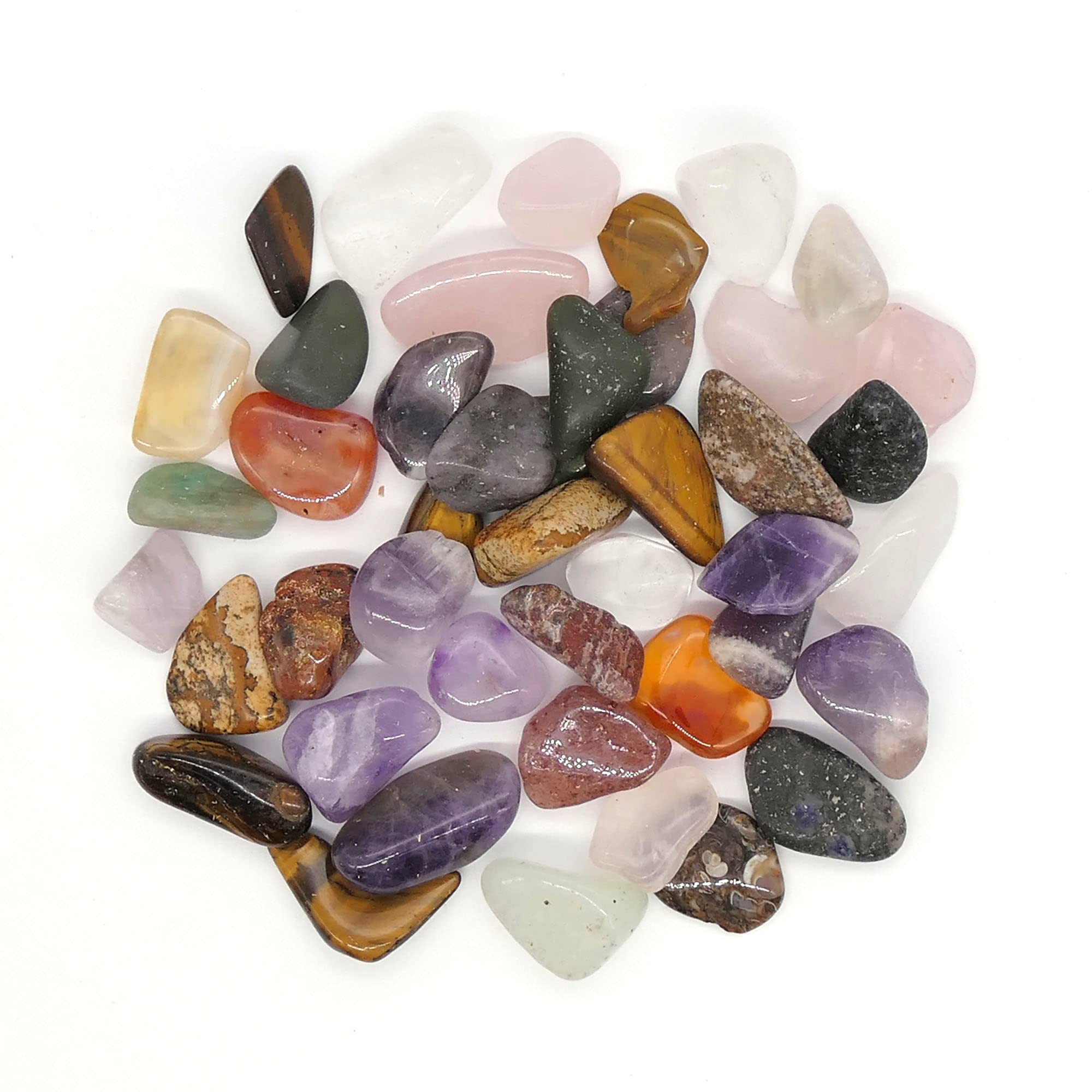 The Bead Shop Polished Tumblestone Gemstones, Pocket Reiki Chakra, Small Mix, 100g Pack (39–46 Stones, Size: 10–20mm)