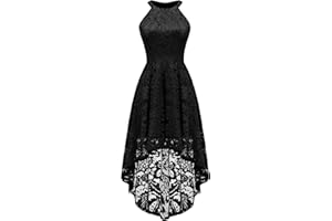 Dressystar Women Halter Lace Wedding Guest Dress Hi-Lo Cocktail Party Bridesmaid Formal Dresses