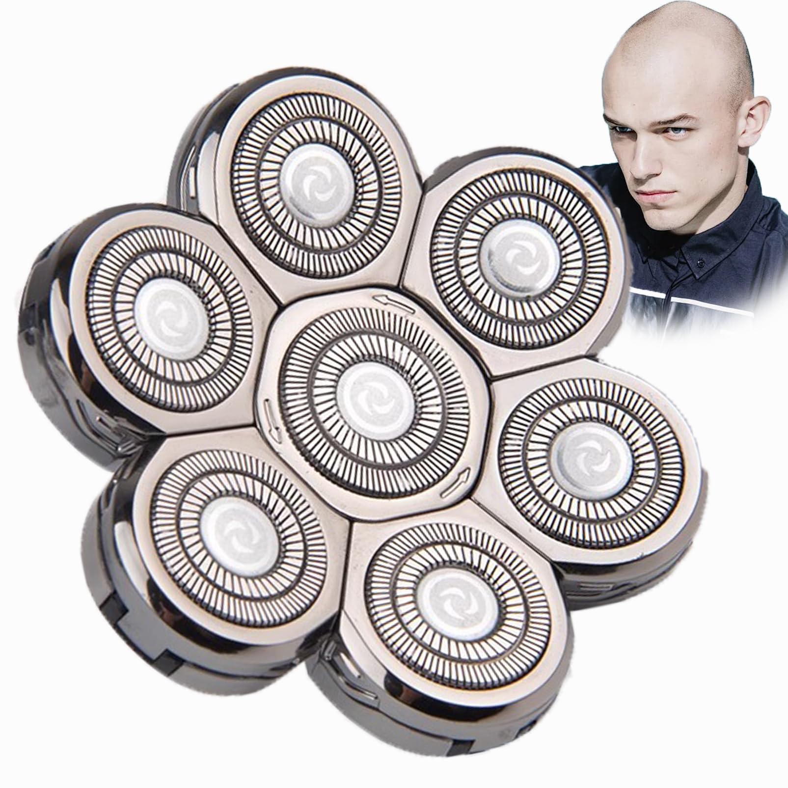 SHEBEEDO Shaver Heads Replacement 7d Head Shavers for Bald Men Easy Install Shaver Heads Replacement Wet & Dry Head Shaver Permanent Sharpness Head Razors for Bald Men