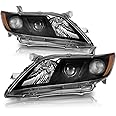 WEELMOTO Halogen Headlight for 2007-2009 Camry US Version 07 08 09 Camry (Exclude Hybird) Replacement Headlight Assembly Black Housing Left and Right Pair