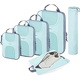 BAGSMART Compression Packing Cubes, 6 Set Packing Cubes for Suitcases, Lightweight Suitcases Organizers Bag Set & Compression Travel Cubes, Travel Essentials Packing Organizers