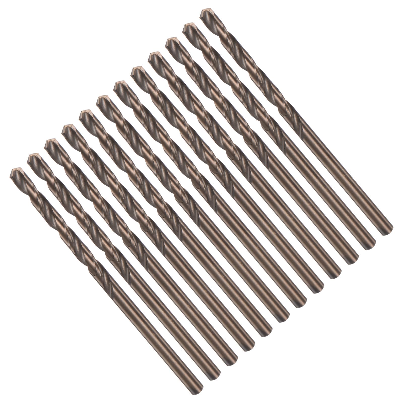 CoCud Cobalt Twist Drill Bits, 2.9mm Cutting Diameter 0.11" Shank, M35 High-Speed Steel Jobber Drill Bit Set (Applications: for Metal Wood Plastic), 12-Pieces