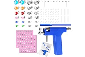 Evatage 326Pcs Self Earring Pericings Gun Tools Set, Nose Body Navel Piercing Machine with 24 Pairs Stainless Steel Stud Earrings for Home Salon Piercing Needles