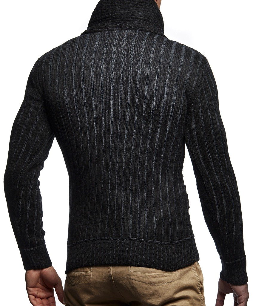Leif Nelson Men's Knitted Pullover Sweater - Shawl Collar, Slim Fit, Long Sleeve, Acrylic Winter Sweatshirt