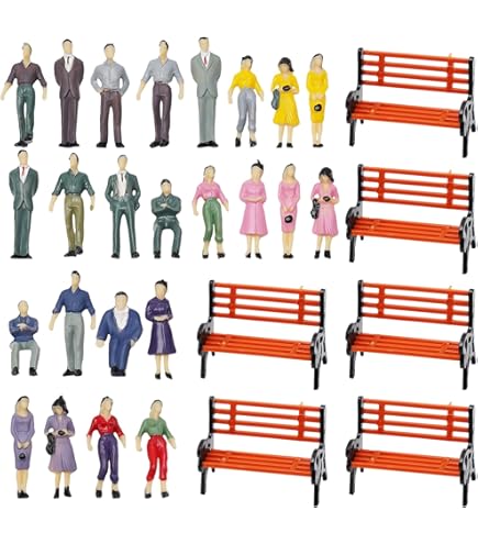 Skylety Set De 30 Mini Figuras Pintadas A Mano Escala 1:75 – Personas De Plástico De 1,38 Pulgadas Para Maquetas De Trenes, Casas De Muñecas Y Bricolaje
