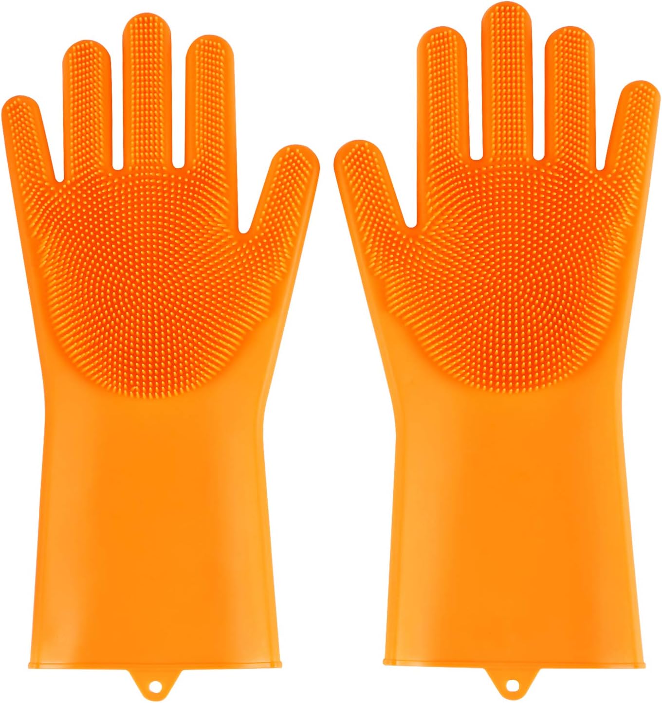 2 Pairs,Multi-function Magic Silicone Gloves, Silicone Brush, For Kitchen Cleaning, Dishwashing, Cleaning Fruits And Vegetables, Bathroom, Pet Hair, Non-slip High Temperature Resistance(Orange)