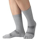 Meaiguo Merino Wool Crew Toe Socks for Hiking Men & Women,Anti-Blister,Breathable,Five-Toe Design