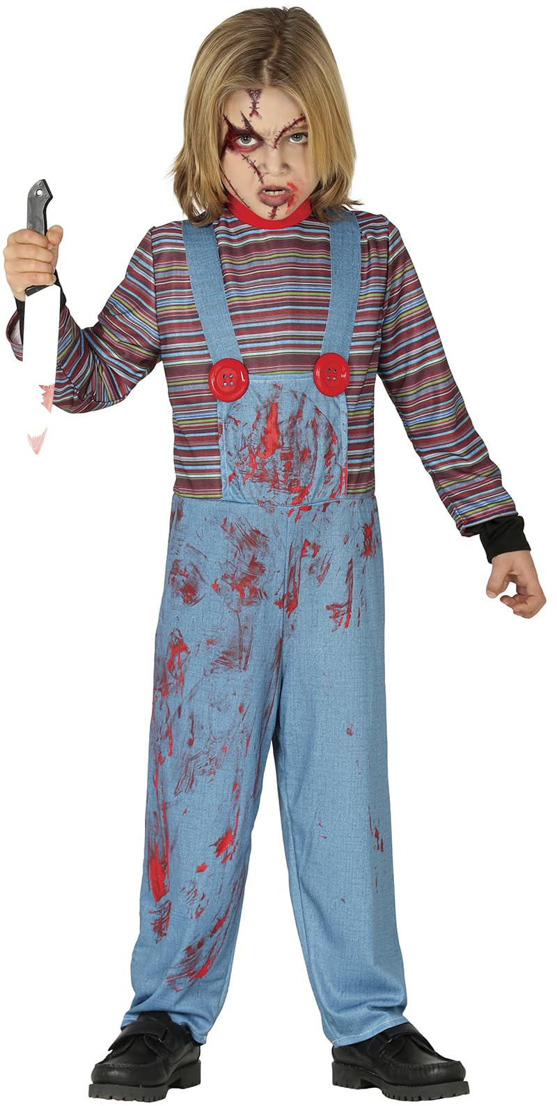 FIESTAS GUIRCA Killer Doll Children's Costume for Halloween Age 7-9 Years