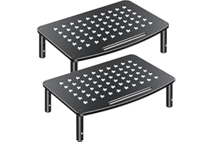 Zimilar 2 Pack Monitor Stands, 3 Height Adjustable Riser for Laptop, Printer, iMac, PC, Premium Metal Stand for 2 Monitors