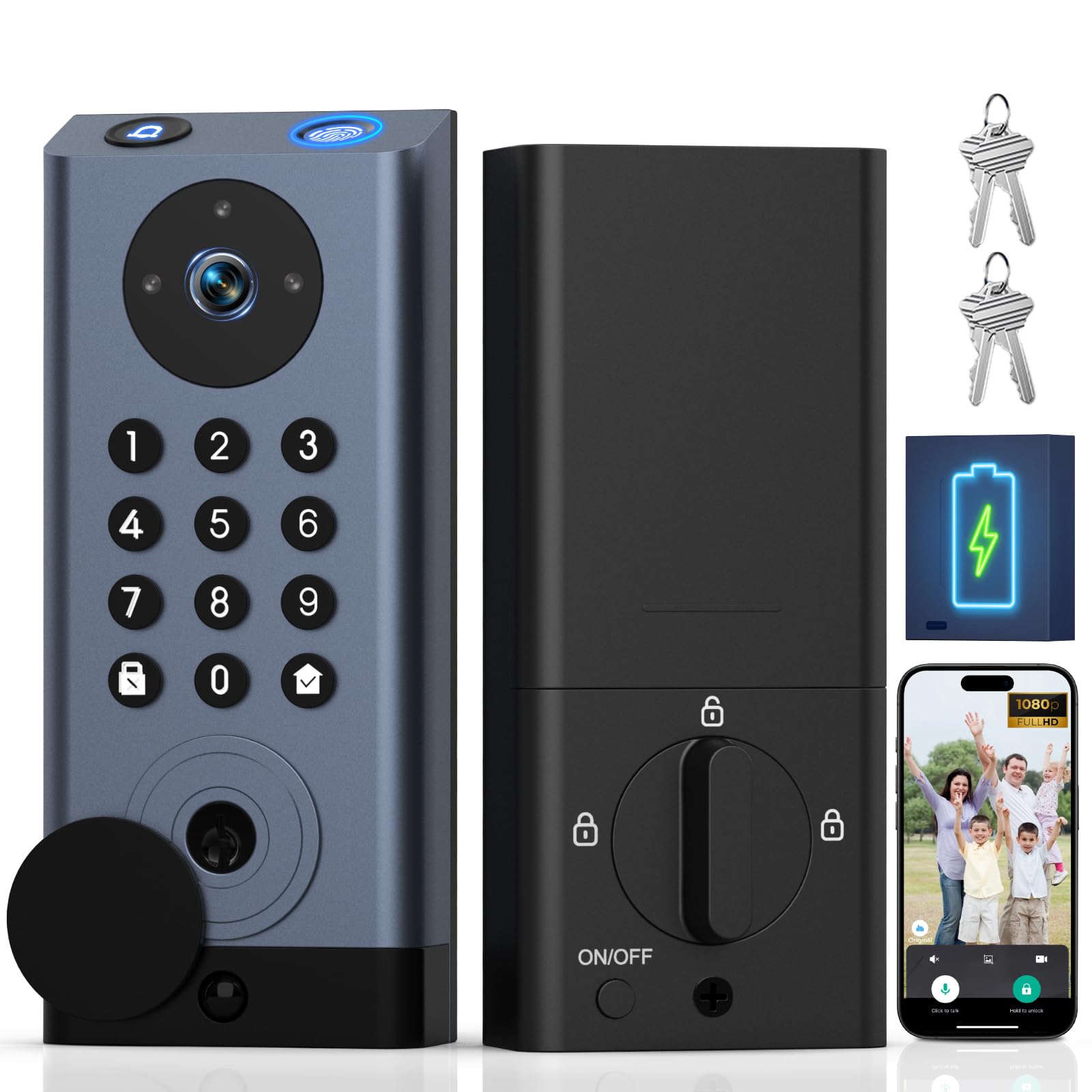 Photo 1 of Pothunder Smart Lock with Camera, Keyless Entry Door Lock Deadbolt with WiFi Video Doorbell, Fingerprint Electronic Keypad Code Door Lock for Front Door with App Remote Control, PIR Motion Detection