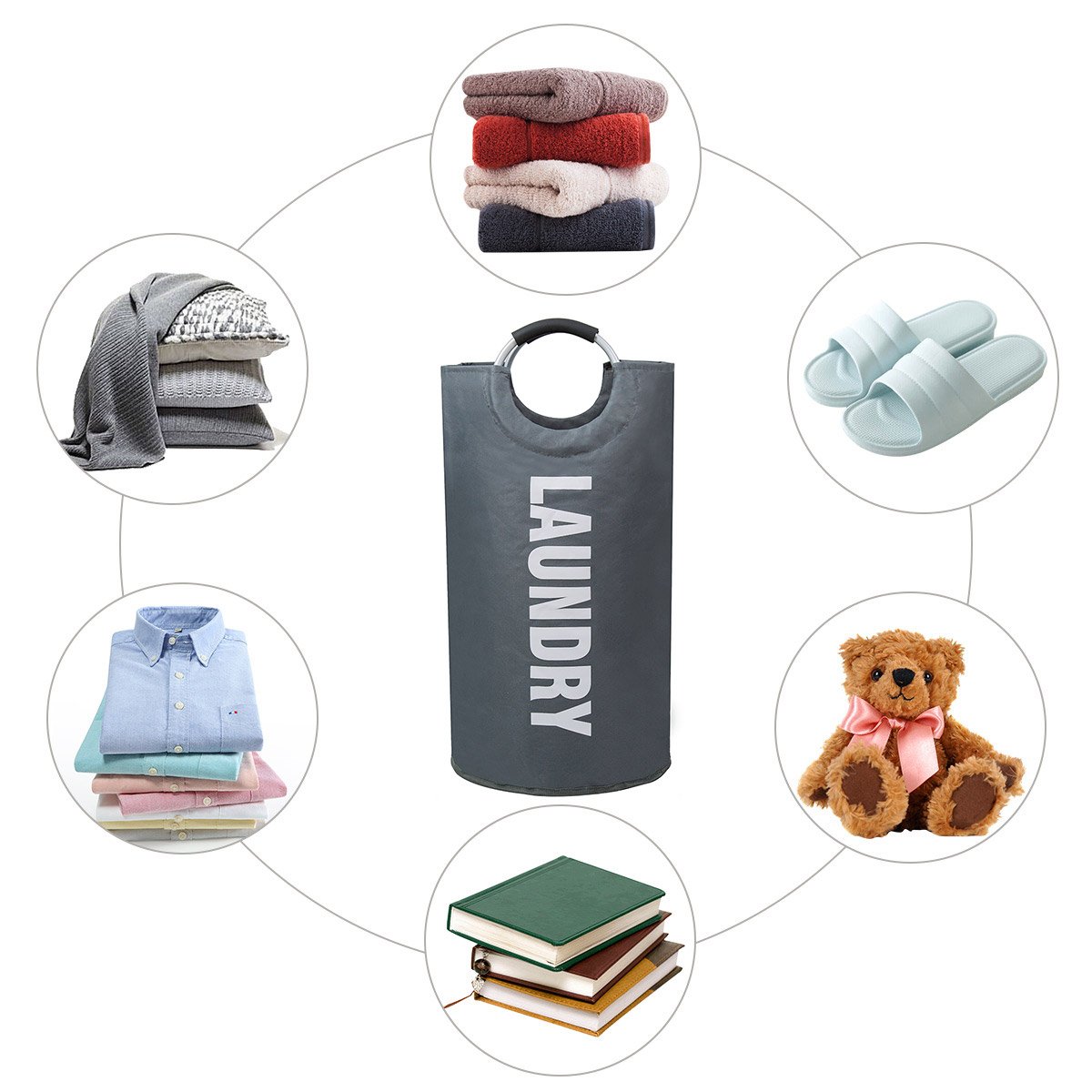 chrislley cesta para la ropa sucia (Oxford grande papelera plegable bolsa para la colada plegable lienzo Holder