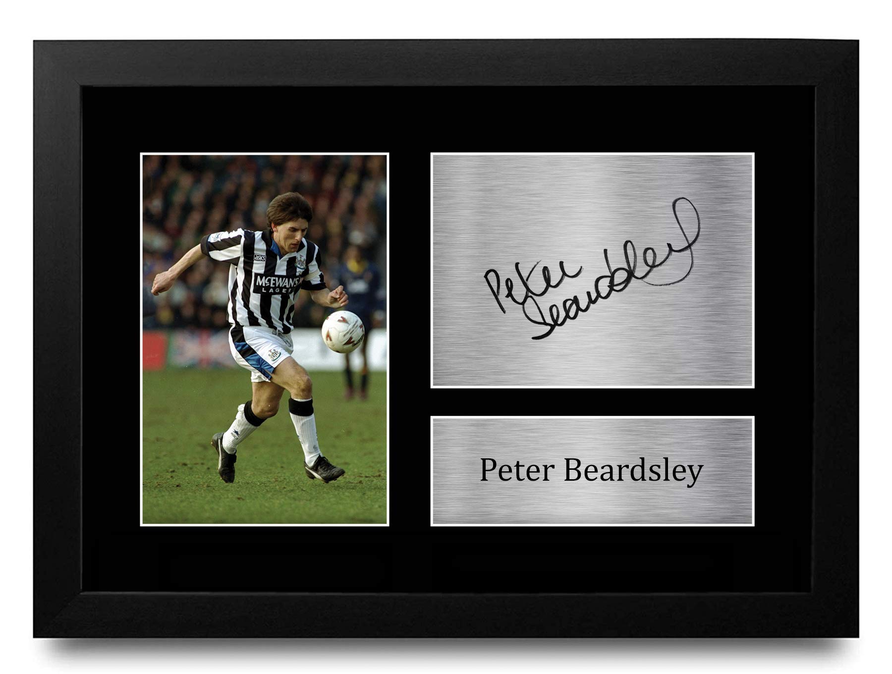 HWC Trading FR A4 Peter Beardsley Magpies Gifts Printed Signed Autograph Picture for Fans and Supporters - A4 Framed