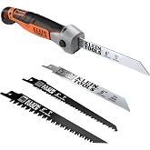 Klein Tools 31757 Folding Multi-Purpose Jab Saw, Multiple Blades Included | Dual-Locking Positions, Cuts Drywall, Metal, Wood, and Plastic, with 4 Replaceable 6-Inch Blades