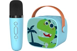 Snowall Mini Karaoke Machine for Kids, Portable Bluetooth Speaker with Wireless Microphone，Kids Music Player Toys for Girls and Boys,3,4, 5, 6, 7, 8+ Years Old, Teens Birthday (Green-Dinosaur)